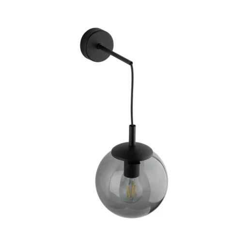 Wandlamp Esme, rookgrijs, hoogte 45 cm, glas, E27