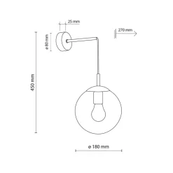 Wandlamp Esme, rookgrijs, hoogte 45 cm, glas, E27