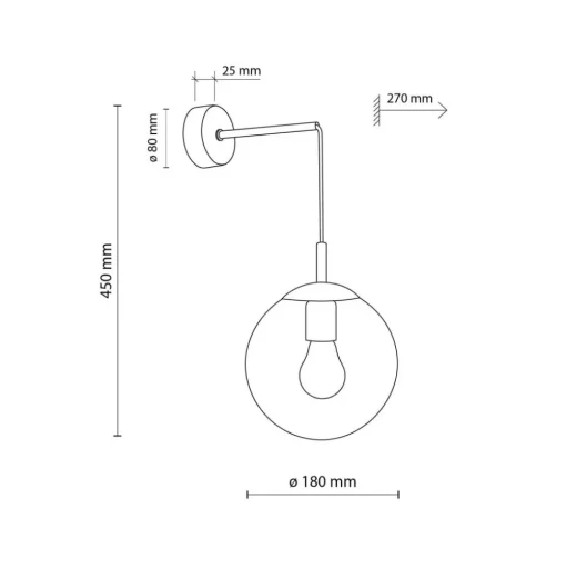 Wandlamp Esme, rookgrijs, hoogte 45 cm, glas, E27
