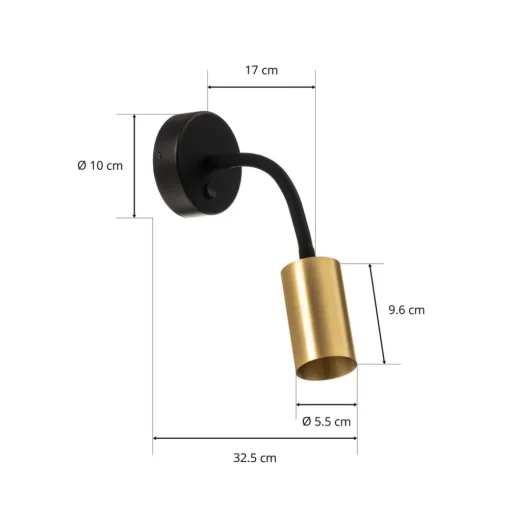 Wandlamp Eye Flex S, messing