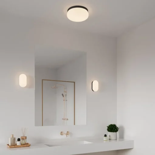 Wandlamp Foam in ovale vorm met IP44, zwart