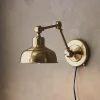 Wandlamp Grimstad, antiek messing, ijzer, stekker