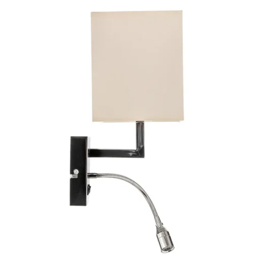 Wandlamp Hotel LED, wit, textiel, 2-lamps, LED leeslamp