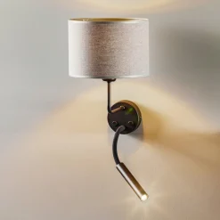 Wandlamp Hotel Plus met leeslampje, grijs