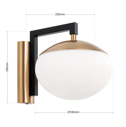Wandlamp Josephine met kap van glas