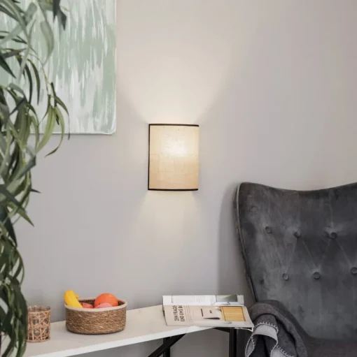 Wandlamp jute &black, naturelbruin, halfronde