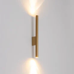 Wandlamp Laser, goudkleurig, metaal, 40 cm hoog, G9