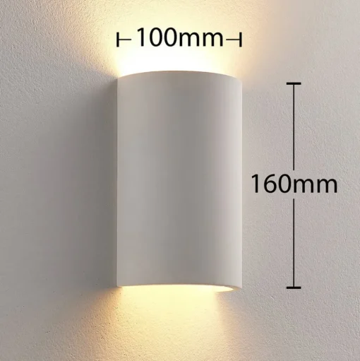 Wandlamp Lindby Colja, rond, hoogte 16 cm, gips, wit