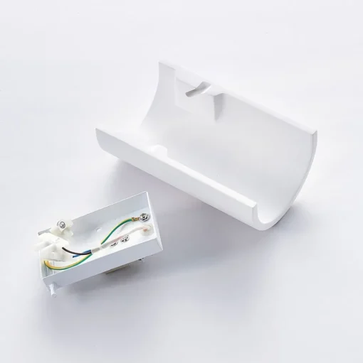 Wandlamp Lindby Colja, rond, hoogte 16 cm, gips, wit