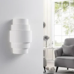 Wandlamp Lindby Marit, hoogte 30 cm, wit, gips, E14
