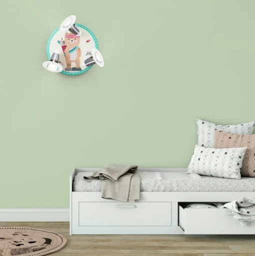 Wandlamp Little Indians, Beer Bjørn, geel-groen