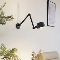 Wandlamp Lucande Silka, zwart, metaal, 9,5 cm hoog