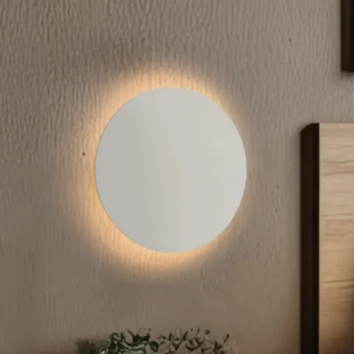 Wandlamp Luna, beige, indirect licht, Ø 30 cm, staal