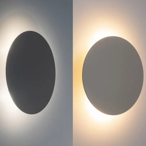 Wandlamp Luna, beige, indirect licht, Ø 30 cm, staal