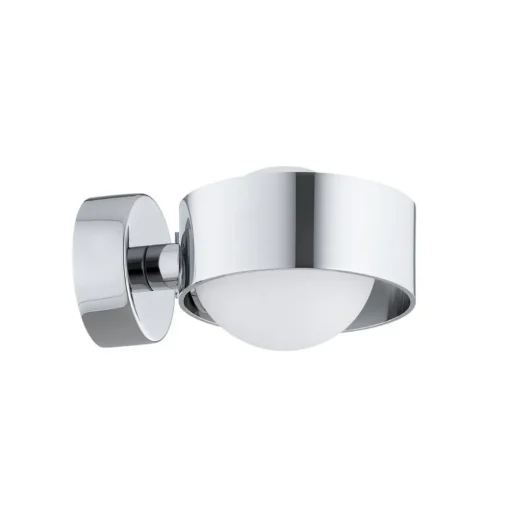 Wandlamp Mado, staal chroomkleurig, glas opaal, 1-lamp