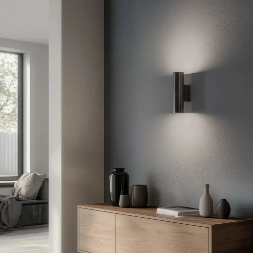 Wandlamp Marion Plus, zwart, GU10, staal, hoogte 18 cm