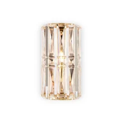 Wandlamp Maytoni Facet, hoogte 25 cm, goudkleurig, glas, E14