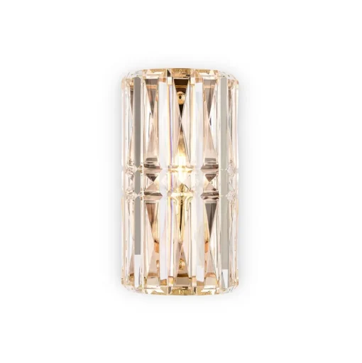 Wandlamp Maytoni Facet, hoogte 25 cm, goudkleurig, glas, E14