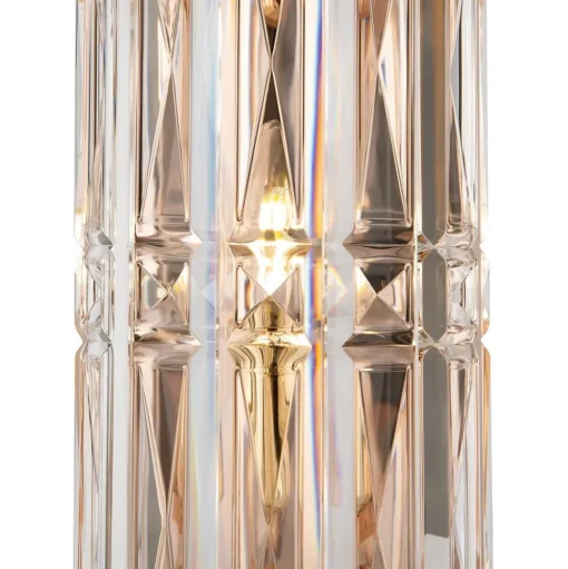 Wandlamp Maytoni Facet, hoogte 25 cm, goudkleurig, glas, E14