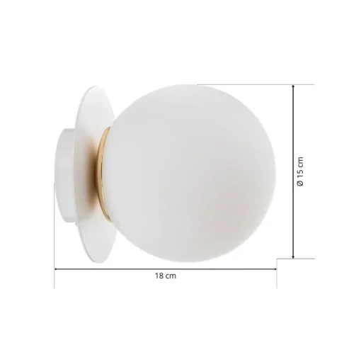 Wandlamp Minerva K1, wit, Ø 15 cm, glas/metaal