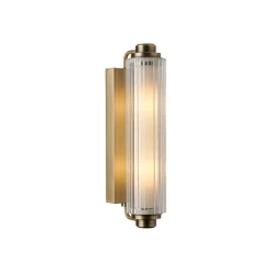 Wandlamp Nimal Double, IP44, kunststof, metaal, messing