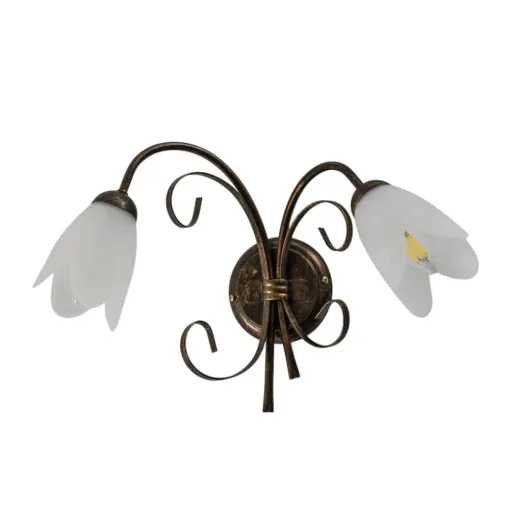 Wandlamp Odino, 2-lamps, bronskleurig, metaal, glas