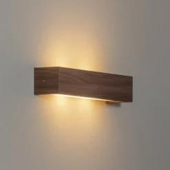 Wandlamp Platani, walnoothout, breedte 42 cm, up/down