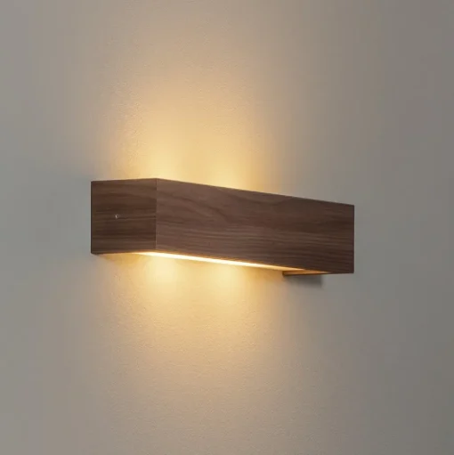 Wandlamp Platani, walnoothout, breedte 42 cm, up/down