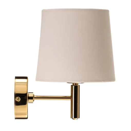 Wandlamp Polo Plus textiel kap, messing/crème