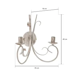 Wandlamp Pompei, 2-lamps, antiek wit