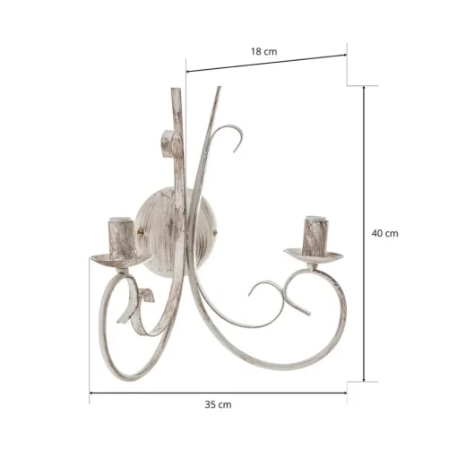 Wandlamp Pompei, 2-lamps, antiek wit