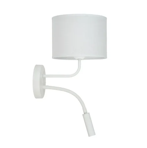 Wandlamp roller, wit, stof, leeslampje