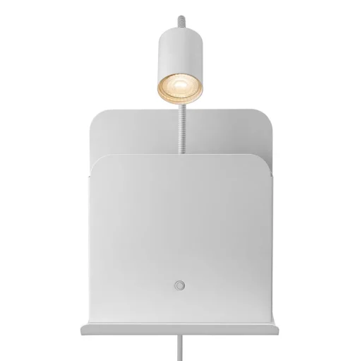 Wandlamp Roomi met legbord en USB, wit