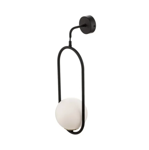 Wandlamp Samba, opaalglas/zwart 1-lamp