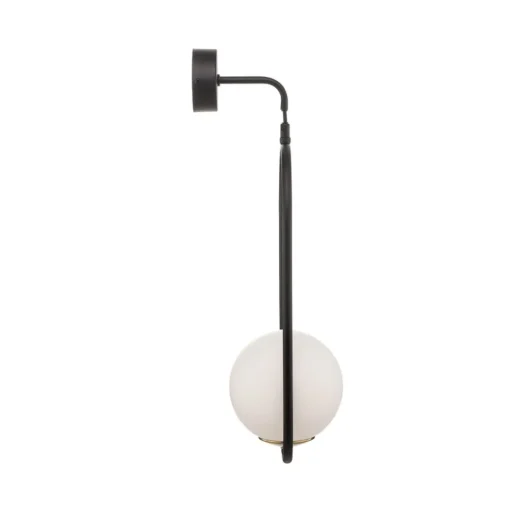 Wandlamp Samba, opaalglas/zwart 1-lamp