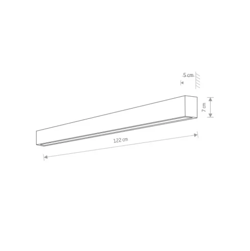 Wandlamp Straight L, 122 cm, wit