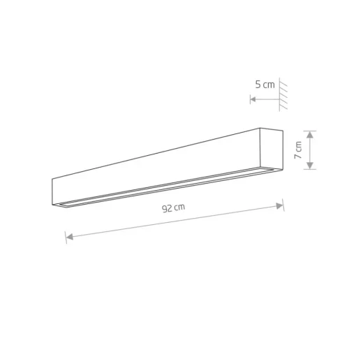 Wandlamp Straight M, 92 cm, wit
