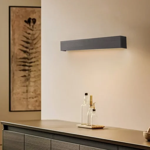 Wandlamp Straight S, 62 cm, zwart