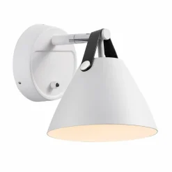 Wandlamp Strap met leren riem, wit