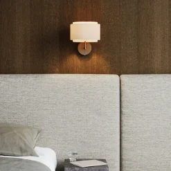 Wandlamp Takai met dubbellaags stoffen kap