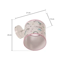 Wandlamp Unicorn, wit, met eenhoornmotief