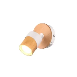 Wandspot Aruni van hout, 1-lamp, wit