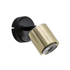 Wandspot Demia, zwart/messingkleurig, 10 cm breed, GU10