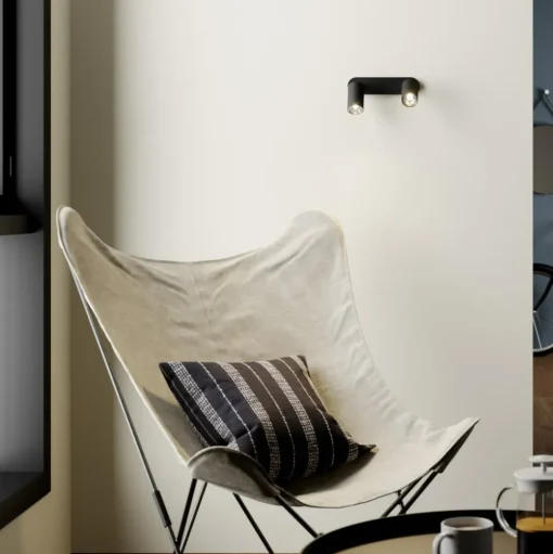 Wandspot Eye Spot 2-lamps, zwart
