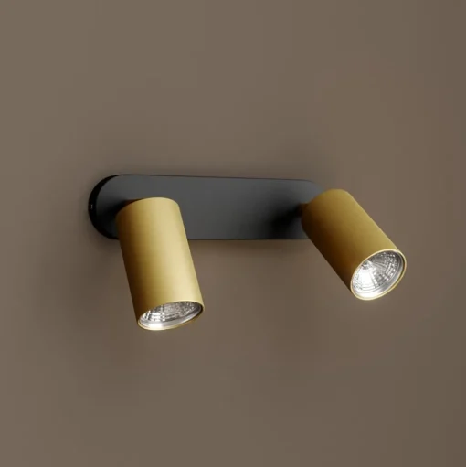 Wandspot Eye Spot 2-lamps, zwart/messing