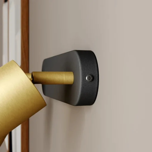 Wandspot Eye Spot 2-lamps, zwart/messing