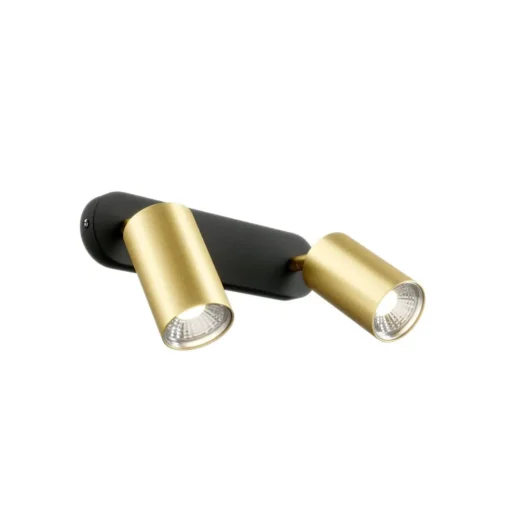 Wandspot Eye Spot 2-lamps, zwart/messing