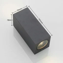 Wandspot Lucande Lavina, 17 cm, antraciet, GU10, 2-lamps.