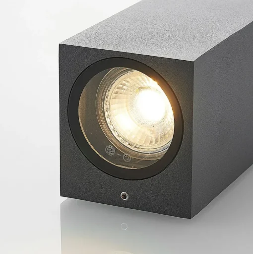 Wandspot Lucande Lavina, 17 cm, antraciet, GU10, 2-lamps.