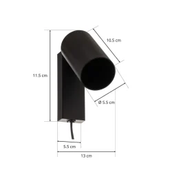 Wandspot Mono I met stekker zwart